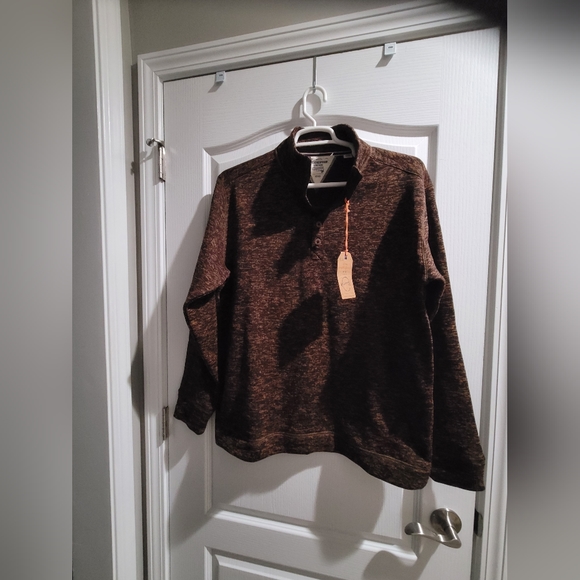Mens Weatherproof Vintage Button Mock Neck Sweater Chocolate Brown Size L - Picture 1 of 12